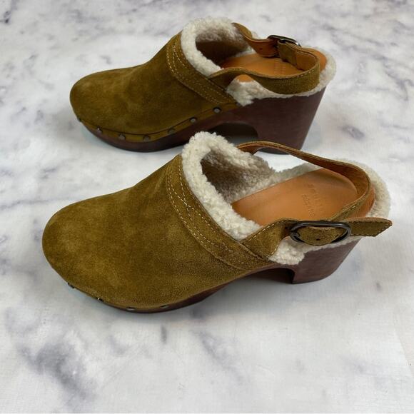 Sezane Taylor Suede Slingback Clogs Shearling Lined NWOB - Picture 4 of 12